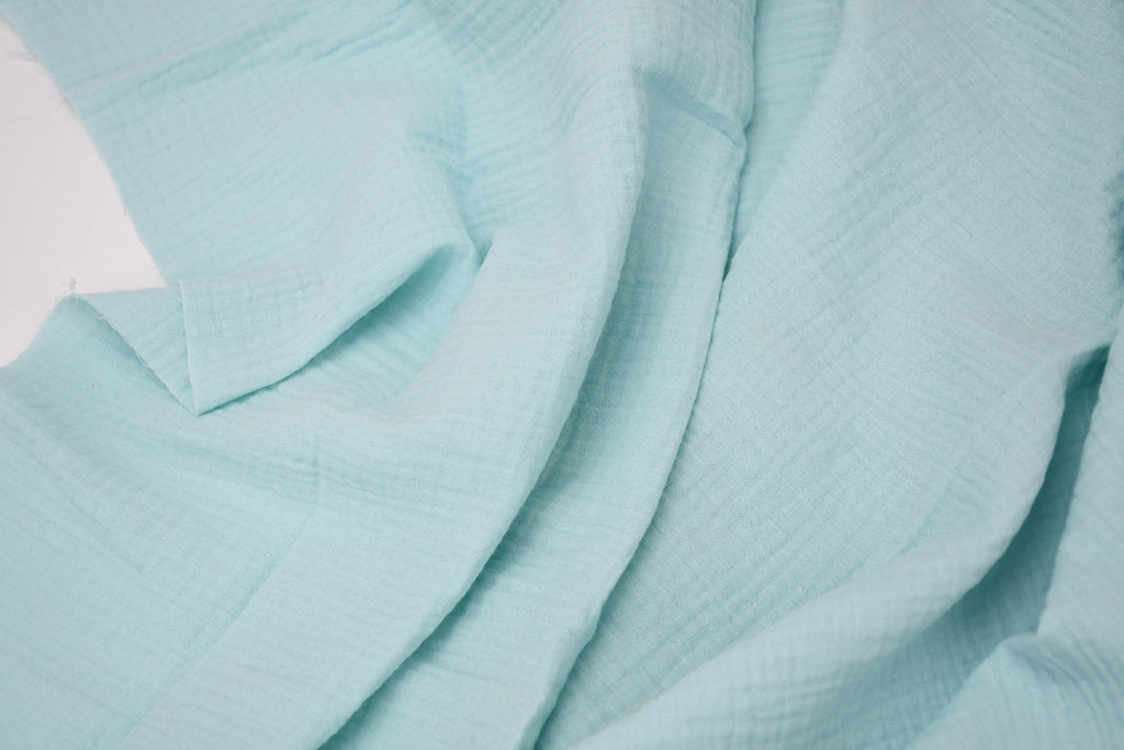 100% Cotton Double Gauze Muslin Fabric -  Aqua