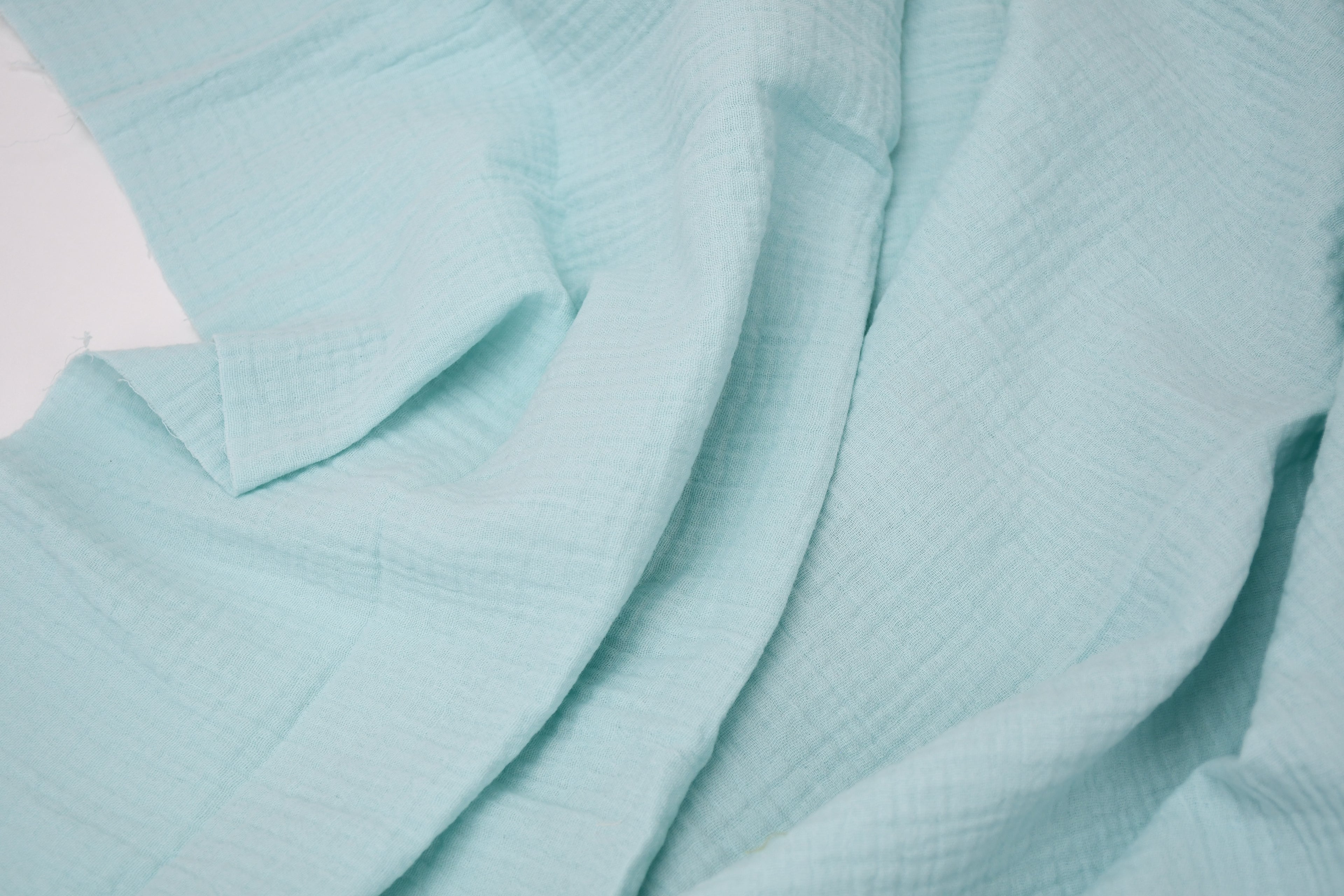100% Cotton Double Gauze Muslin Fabric -  Aqua