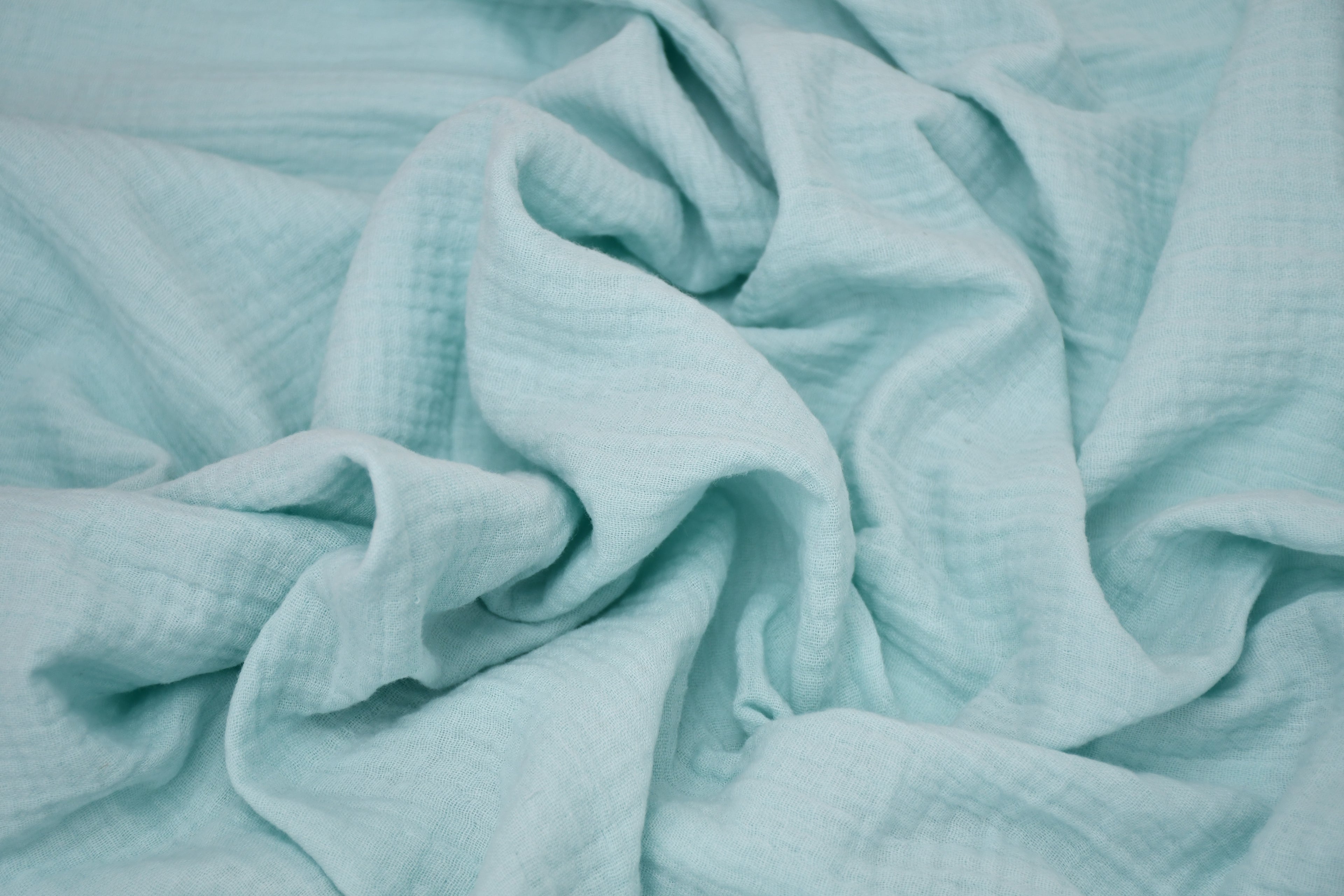 100% Cotton Double Gauze Muslin Fabric -  Aqua
