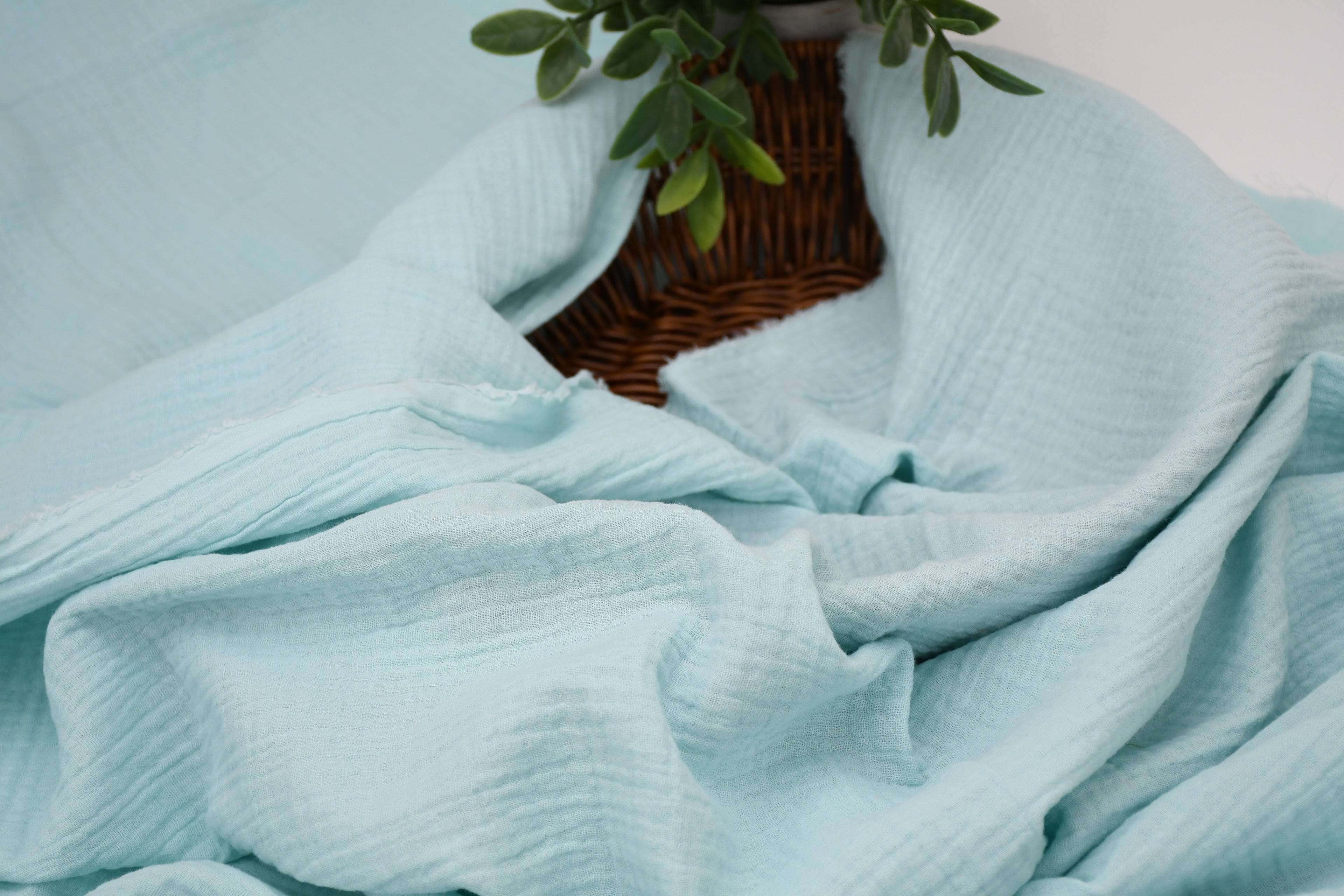 100% Cotton Double Gauze Muslin Fabric -  Aqua