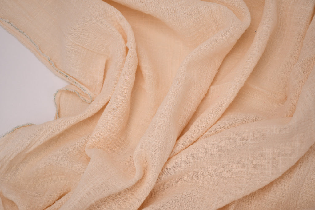 Crinkle Cotton Gauze Fabric - Natural