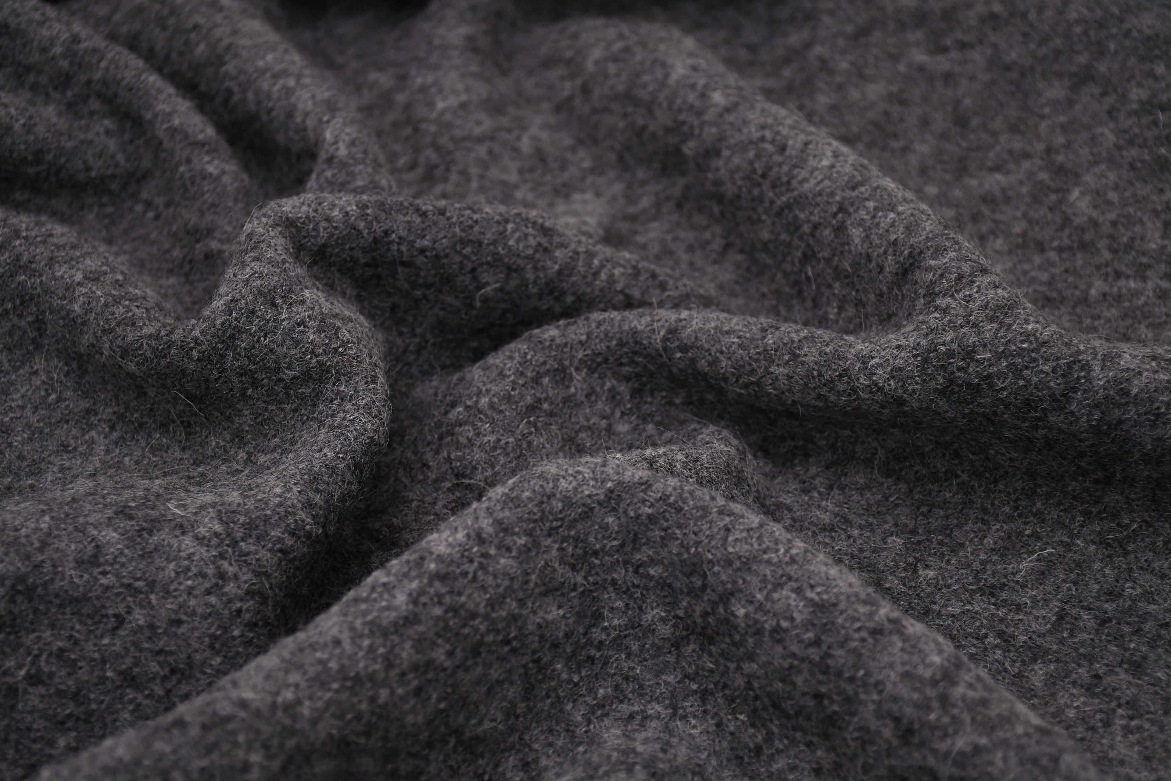 100% Pure Boiled Wool Coating Fabric - Dark Grey