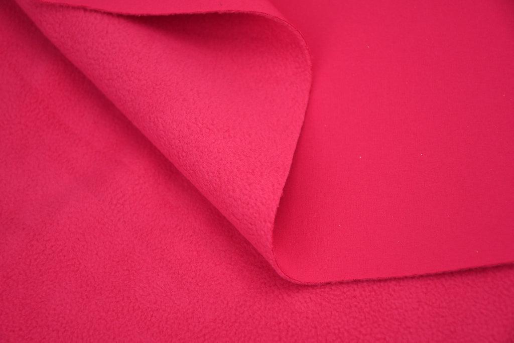 Softshell Fleece Water Repellent Fabric- Electric Pink