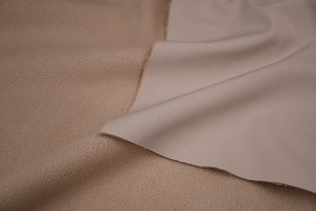 Softshell Fleece Water Repellent Fabric- Beige