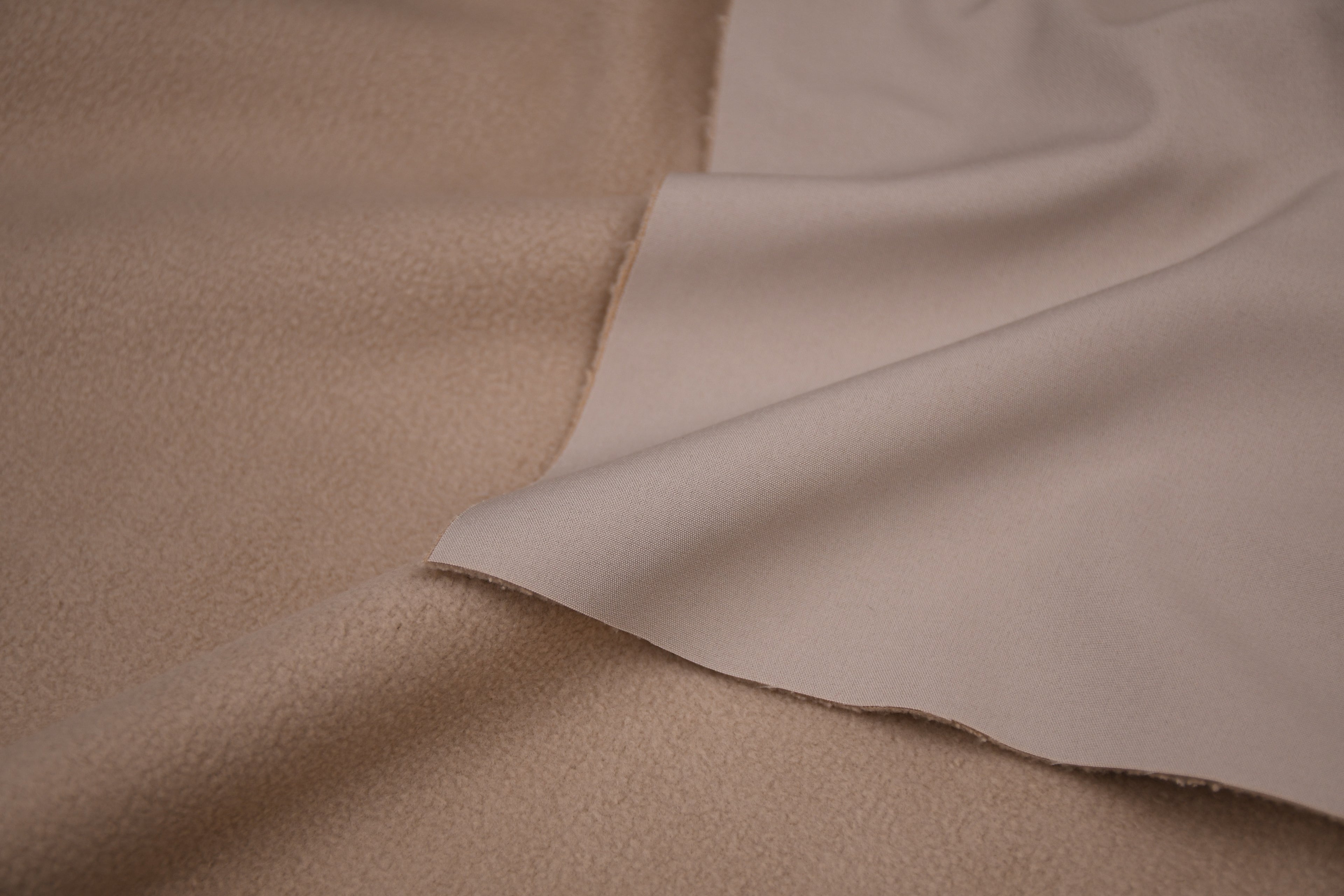 Softshell Fleece Water Repellent Fabric- Beige