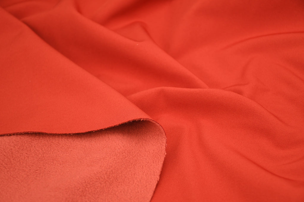 Softshell Fleece Water Repellent Fabric- Rust