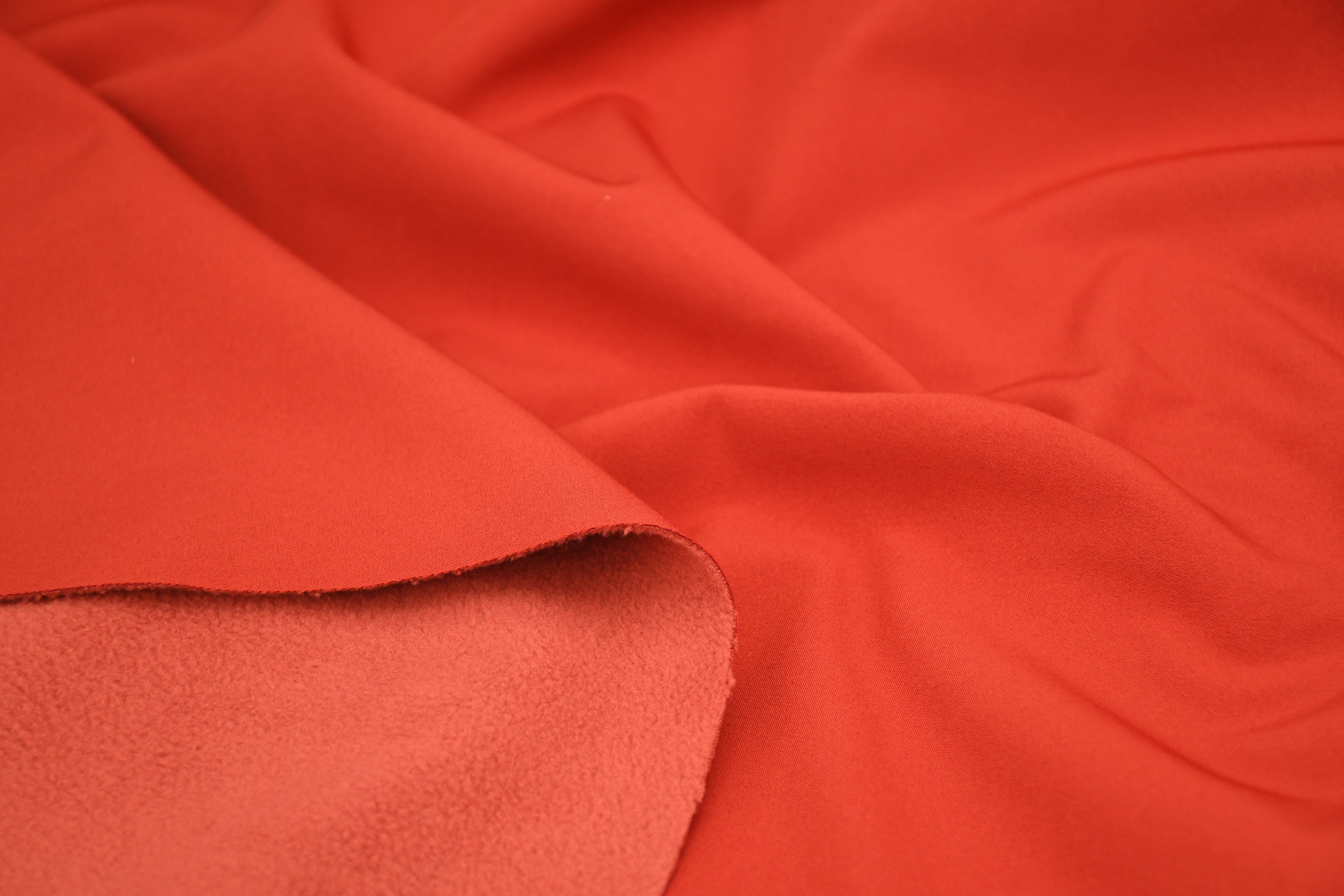 Softshell Fleece Water Repellent Fabric- Rust