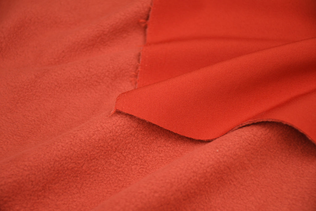 Softshell Fleece Water Repellent Fabric- Rust