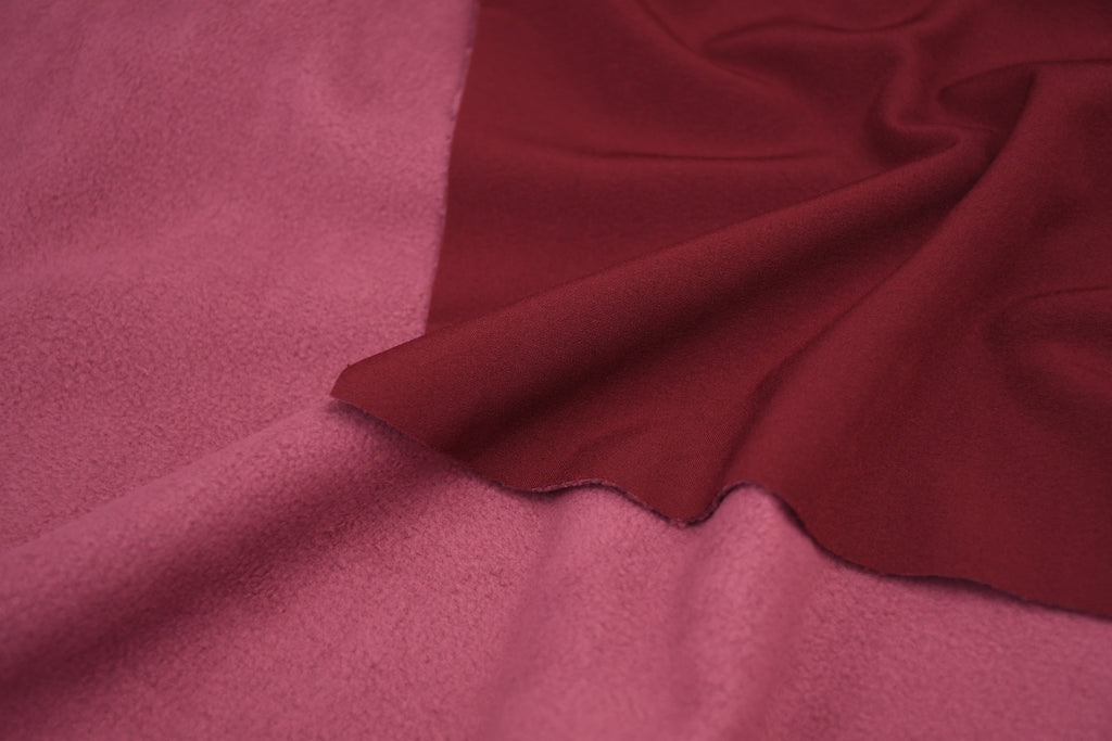 Softshell Fleece Water Repellent Fabric- Sangria