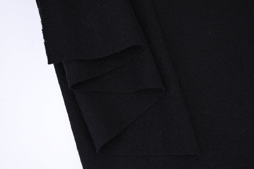 100% Pure Boiled Wool Coating Fabric - Black
