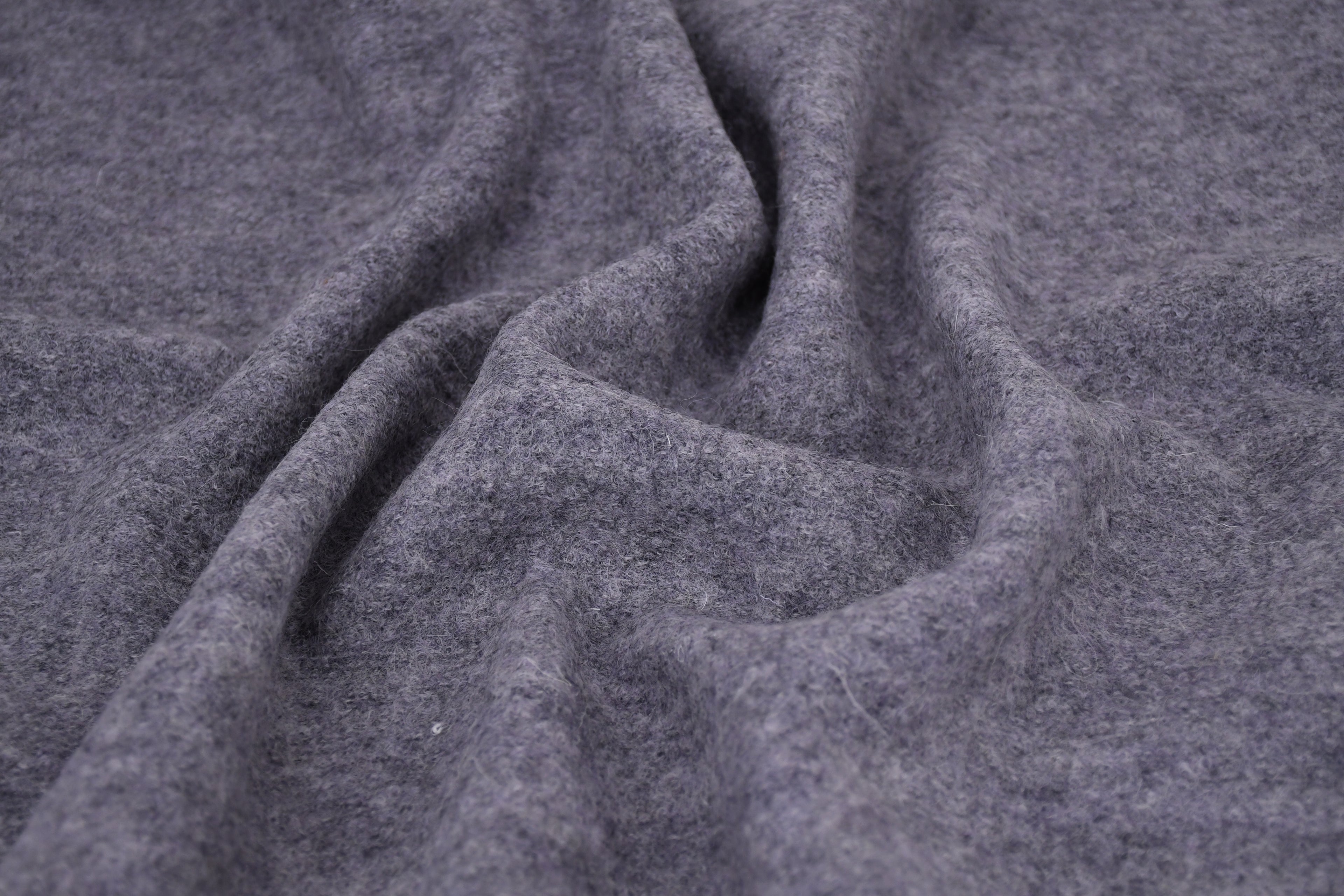 100% Pure Boiled Wool Coating Fabric - Heather Grey