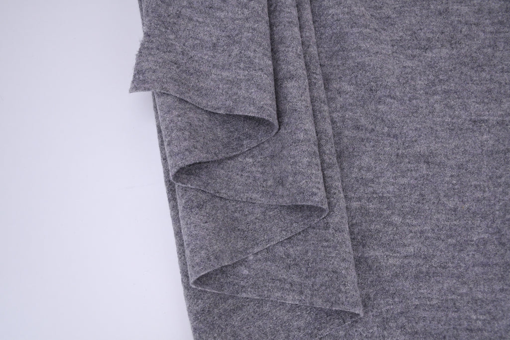 100% Pure Boiled Wool Coating Fabric - Heather Grey