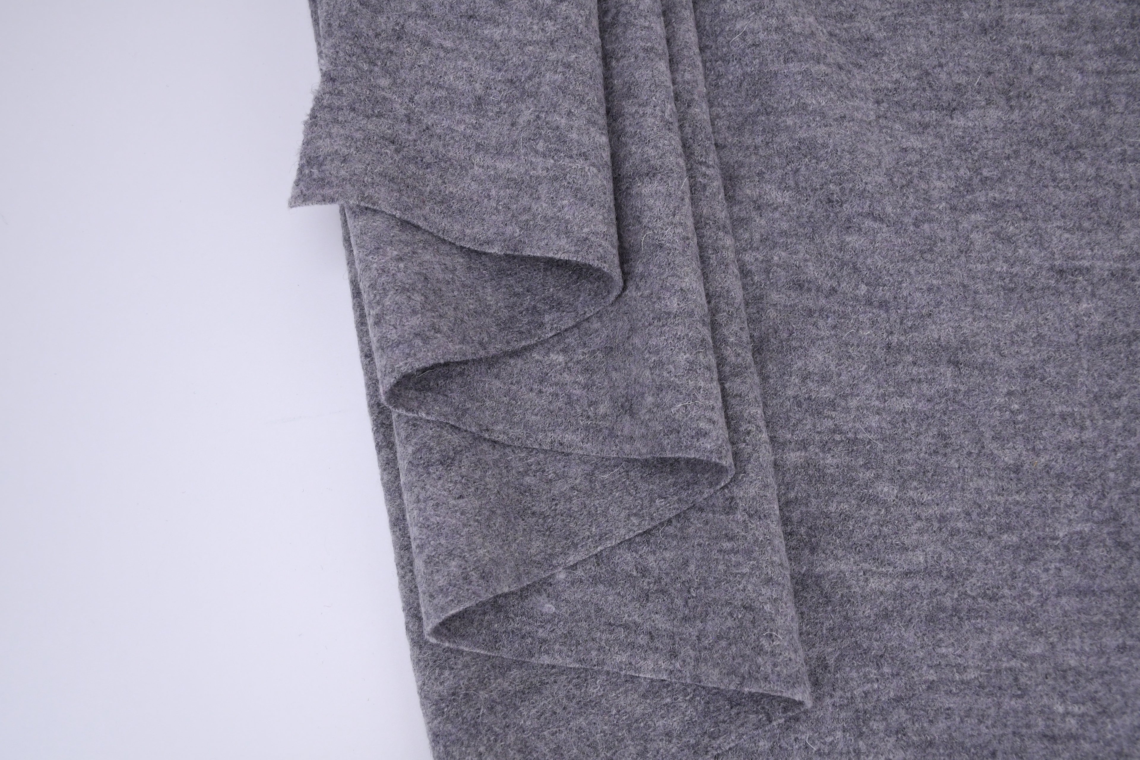 100% Pure Boiled Wool Coating Fabric - Heather Grey