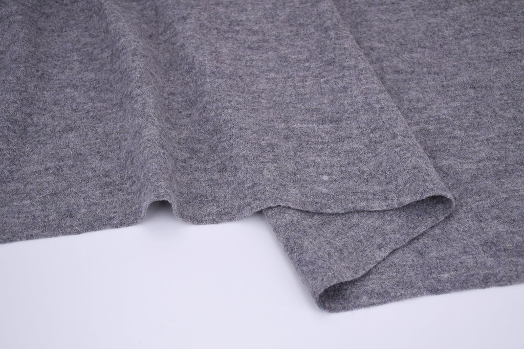 100% Pure Boiled Wool Coating Fabric - Heather Grey