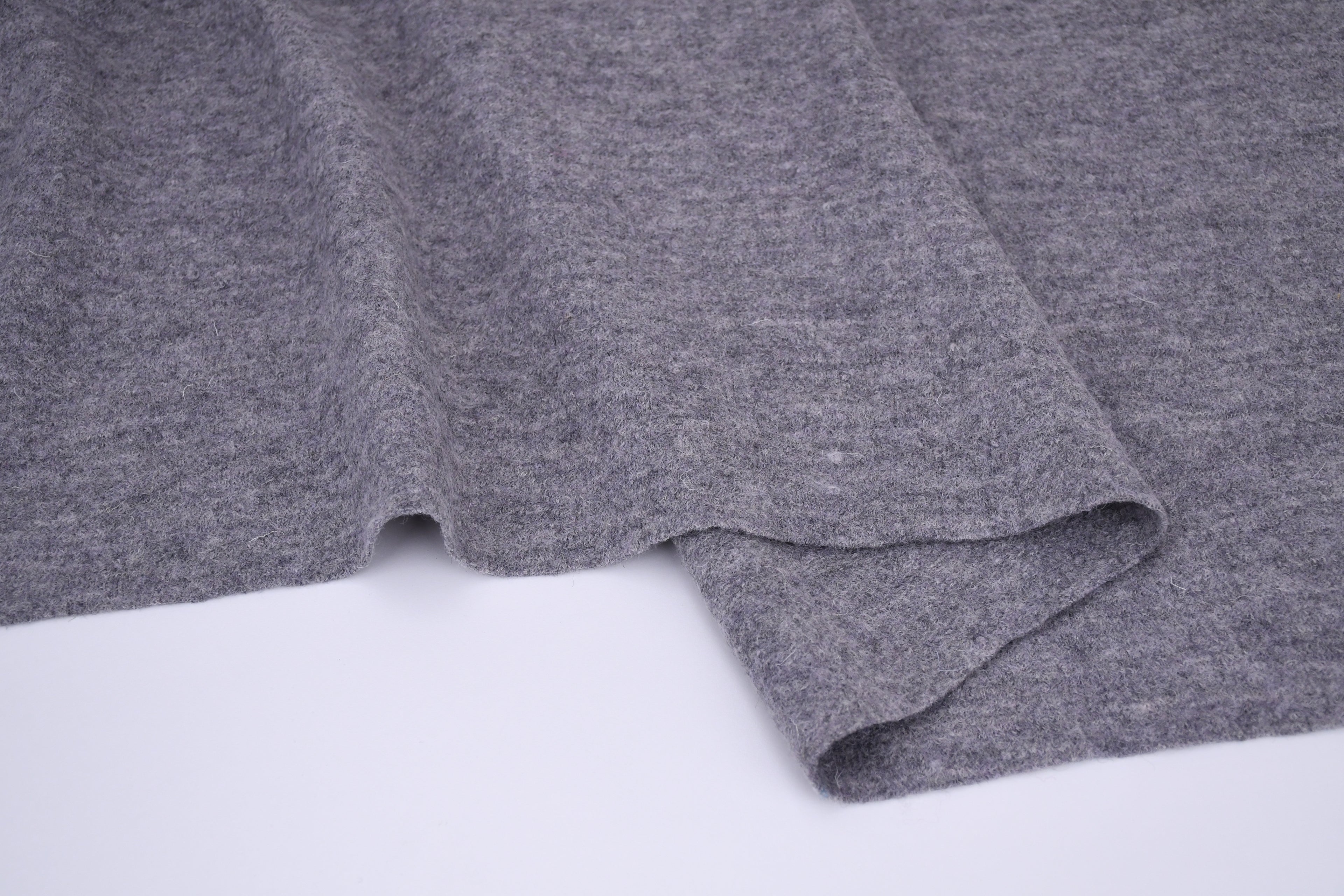 100% Pure Boiled Wool Coating Fabric - Heather Grey