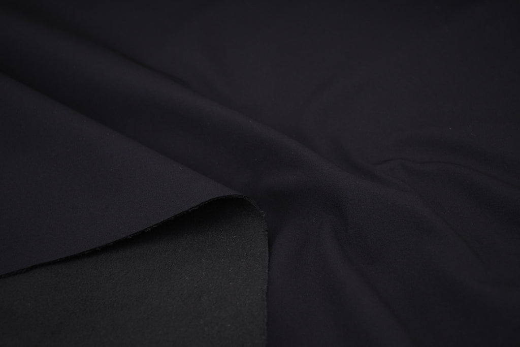 Softshell Fleece Water Repellent Fabric- Black
