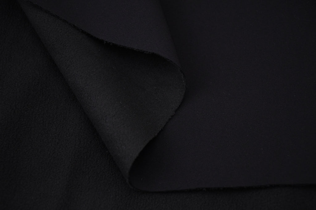 Softshell Fleece Water Repellent Fabric- Black