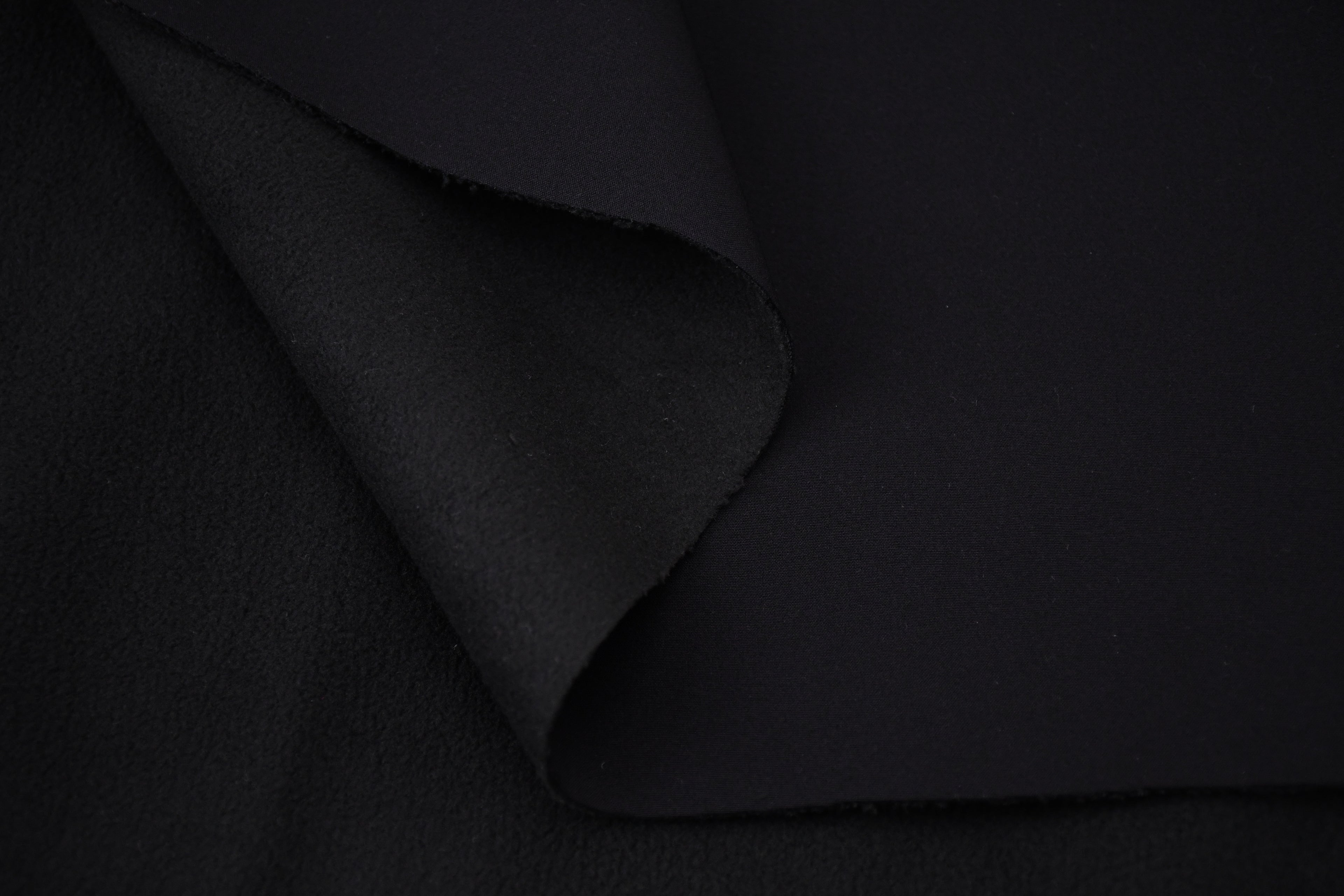 Softshell Fleece Water Repellent Fabric- Black