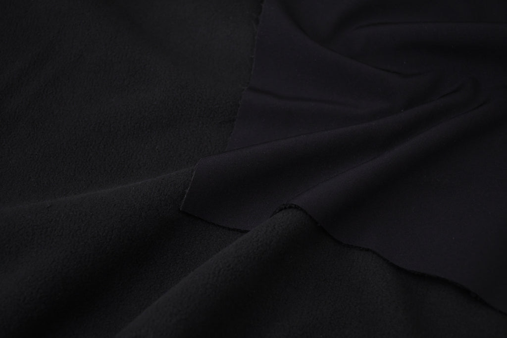 Softshell Fleece Water Repellent Fabric- Black