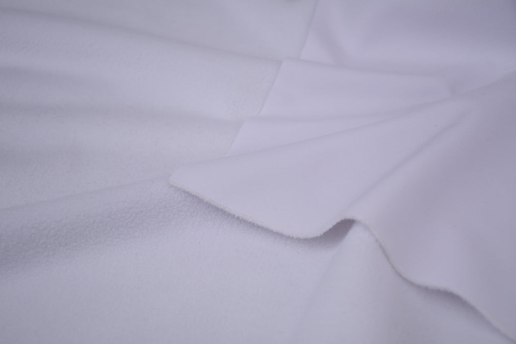 Softshell Fleece Water Repellent Fabric- Snow White