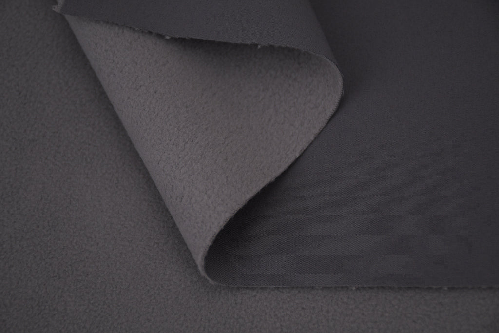 Softshell Fleece Water Repellent Fabric- Charcoal