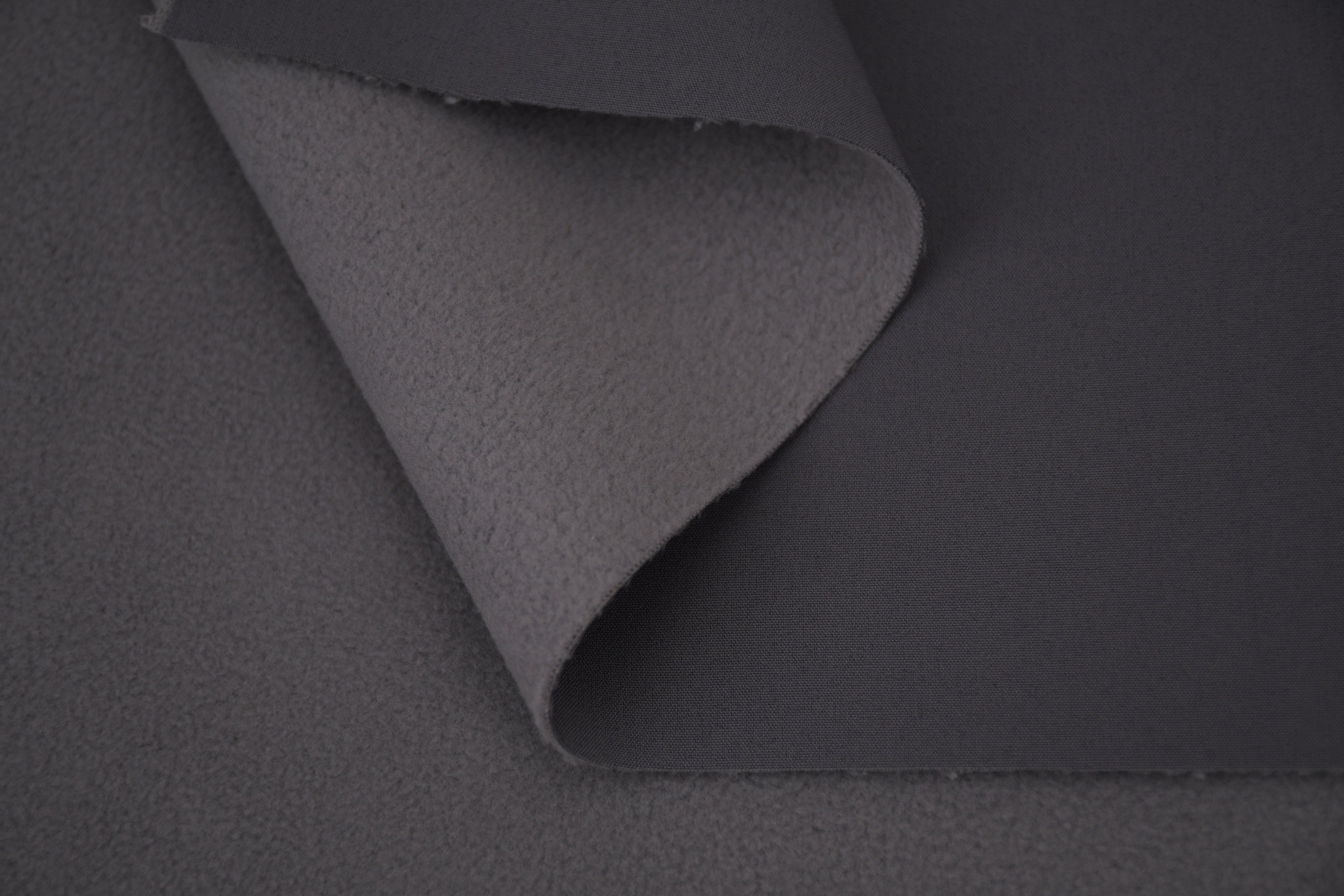Softshell Fleece Water Repellent Fabric- Charcoal