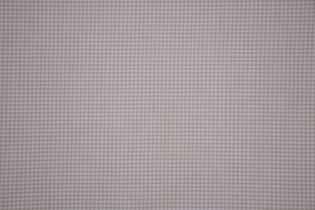 Gingham Checks Yarn-Dyed Cotton Fabric - Almond