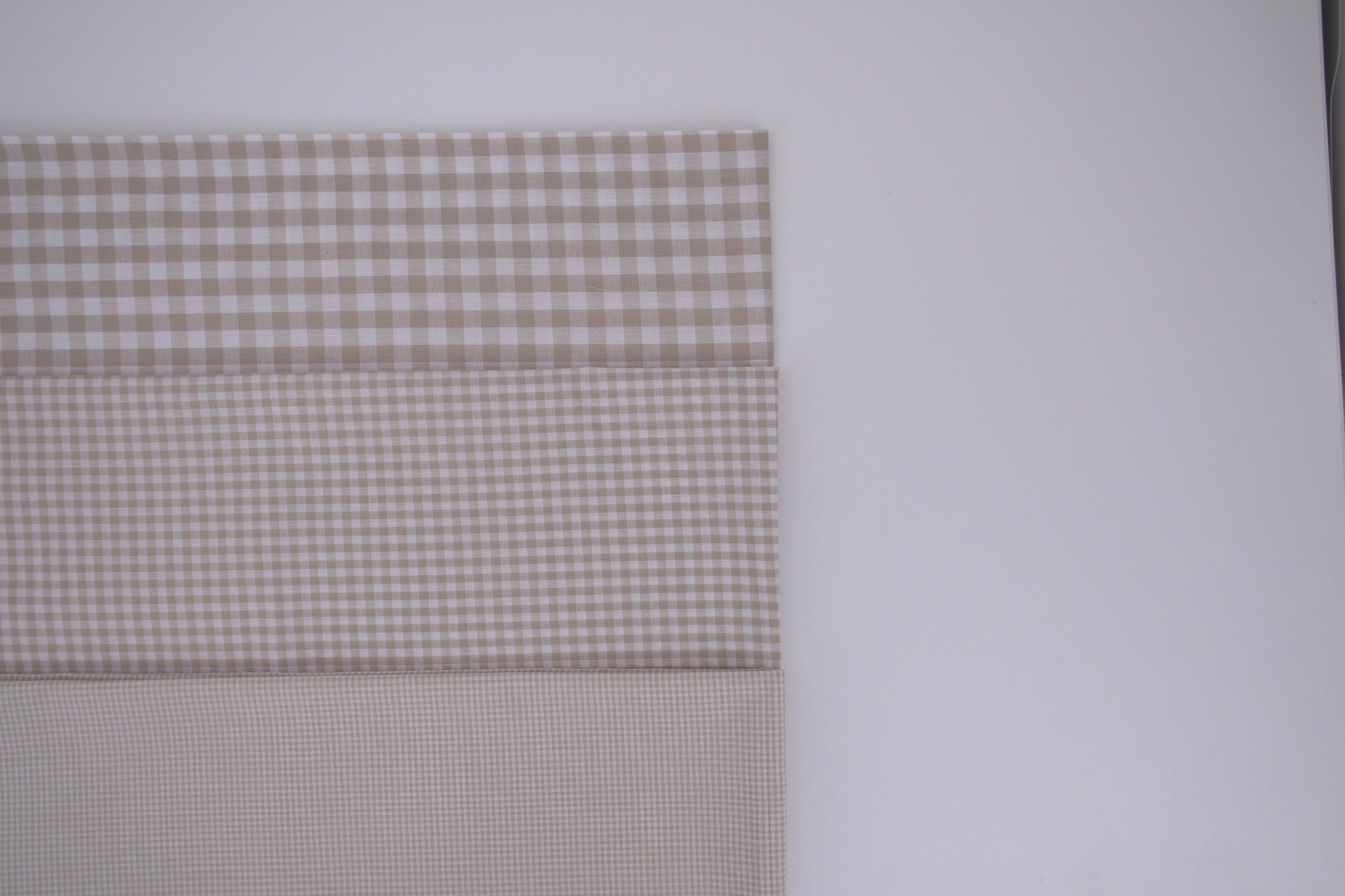 Gingham Checks Yarn-Dyed Cotton Fabric - Almond
