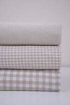 Gingham Checks Yarn-Dyed Cotton Fabric - Almond