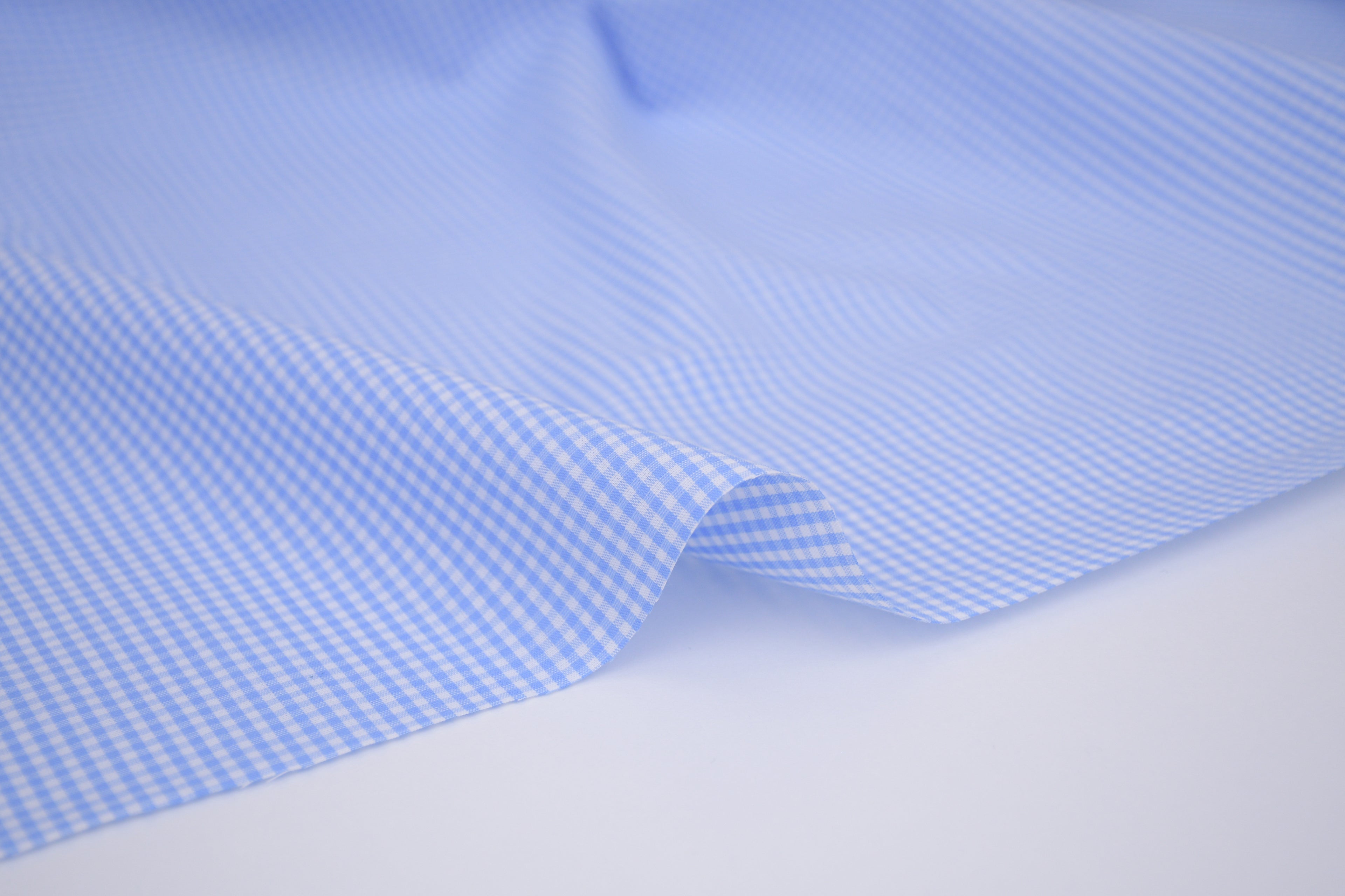 Gingham Checks Yarn-Dyed Cotton Fabric -  Sky