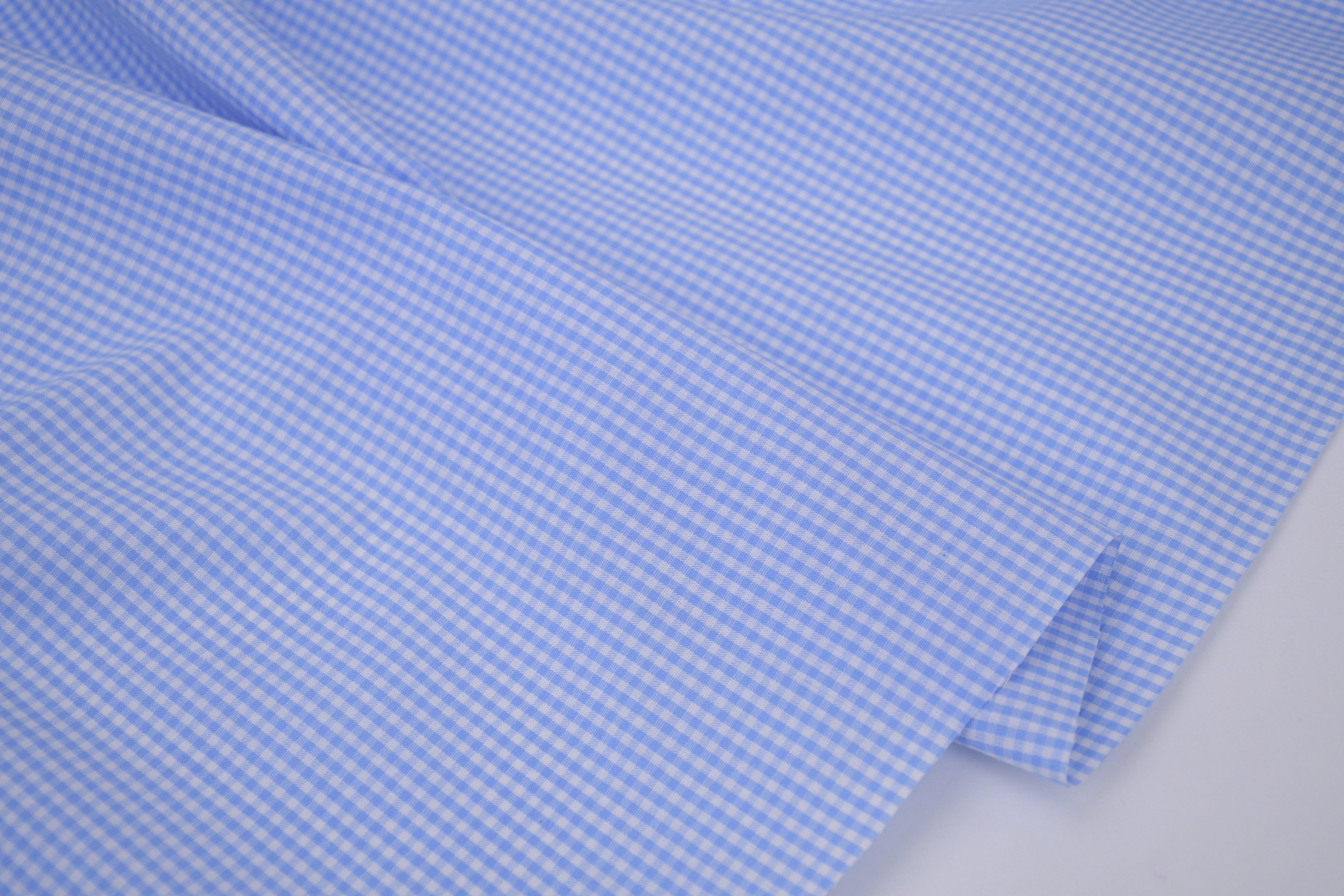 Gingham Checks Yarn-Dyed Cotton Fabric -  Sky