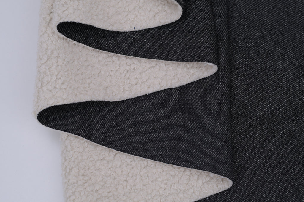 Denim Teddy Sherpa Fleece Fabric - Black