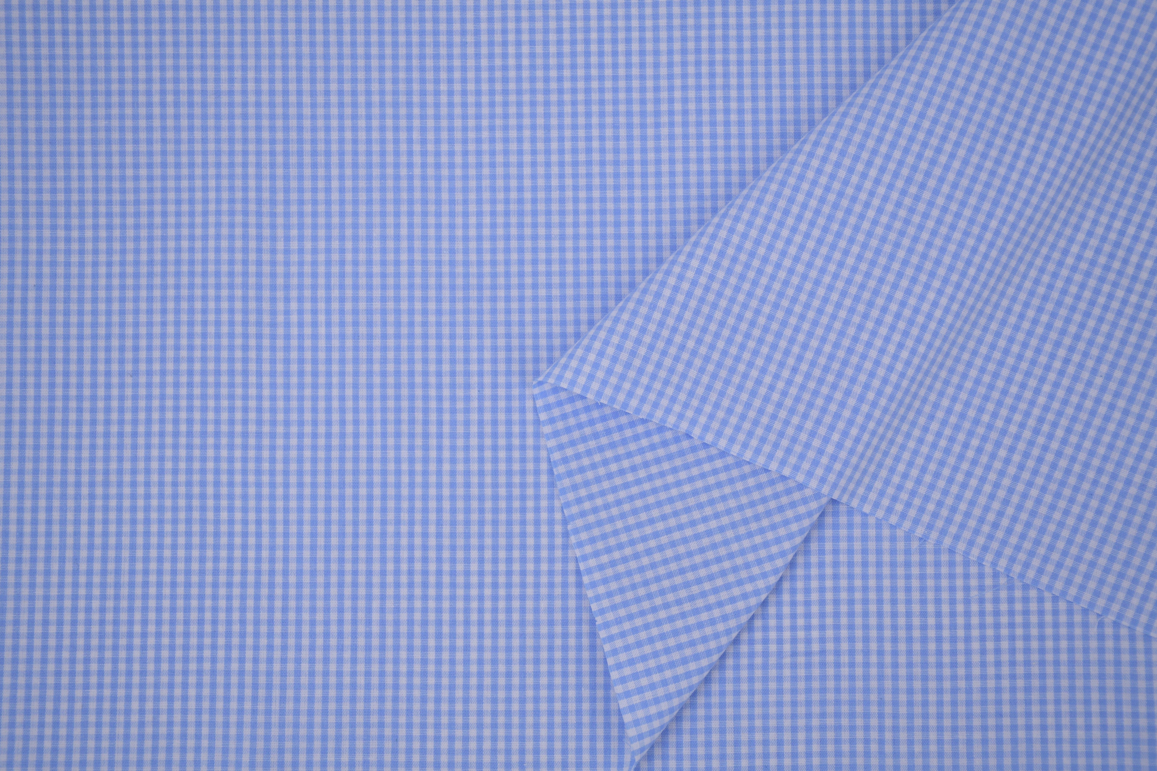 Gingham Checks Yarn-Dyed Cotton Fabric -  Sky