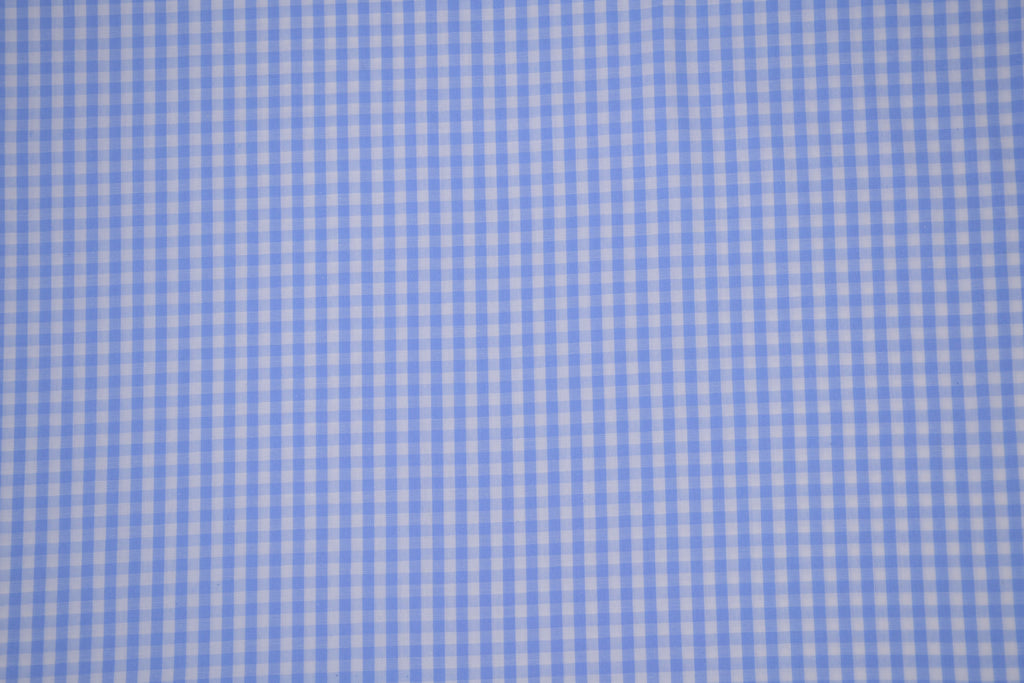 Gingham Checks Yarn-Dyed Cotton Fabric -  Sky