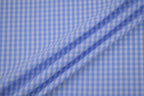 Gingham Checks Yarn-Dyed Cotton Fabric -  Sky