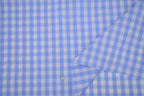 Gingham Checks Yarn-Dyed Cotton Fabric -  Sky