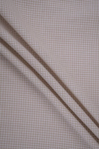 Gingham Checks Yarn-Dyed Cotton Fabric - Almond