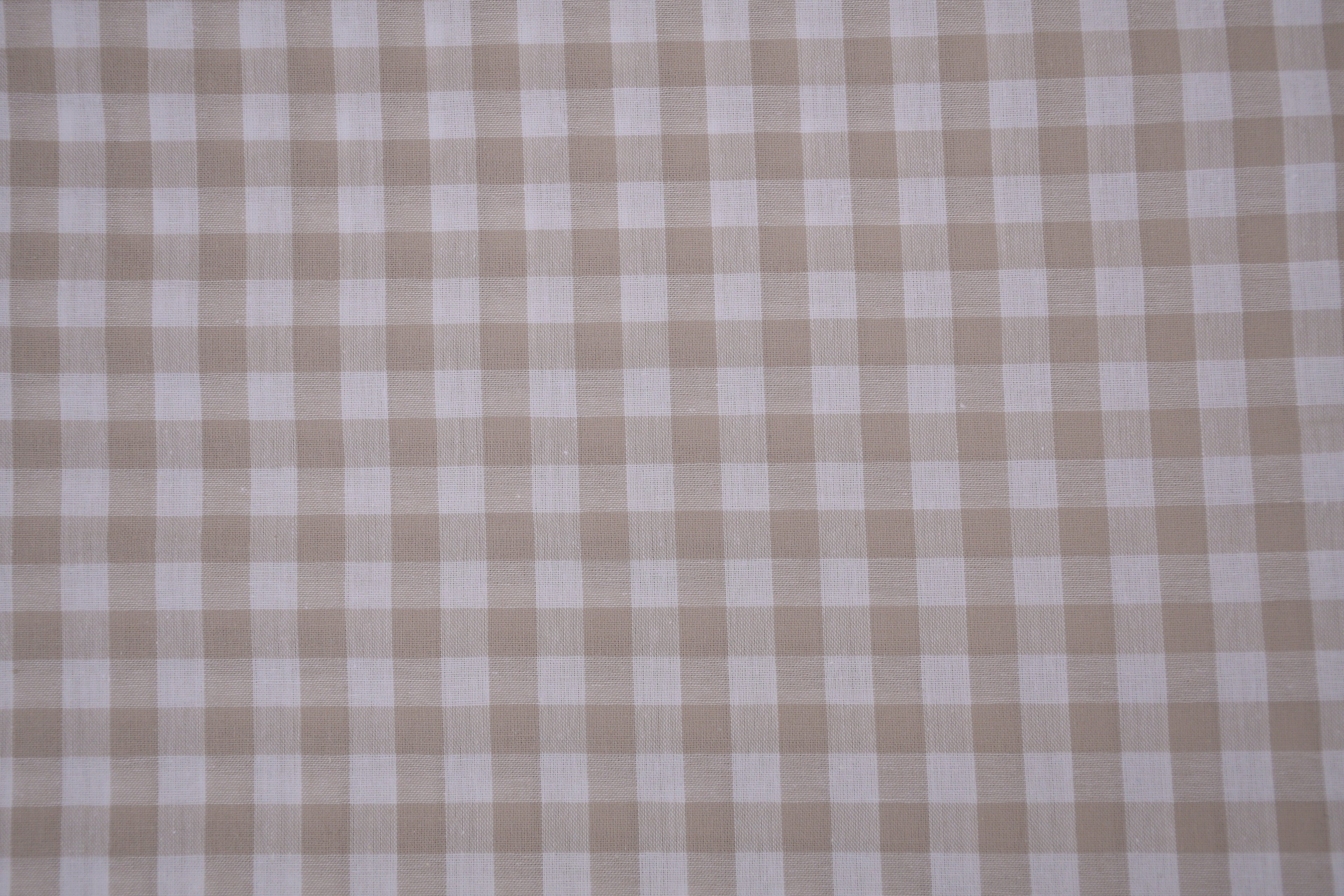 Gingham Checks Yarn-Dyed Cotton Fabric - Almond