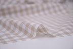 Gingham Checks Yarn-Dyed Cotton Fabric - Almond