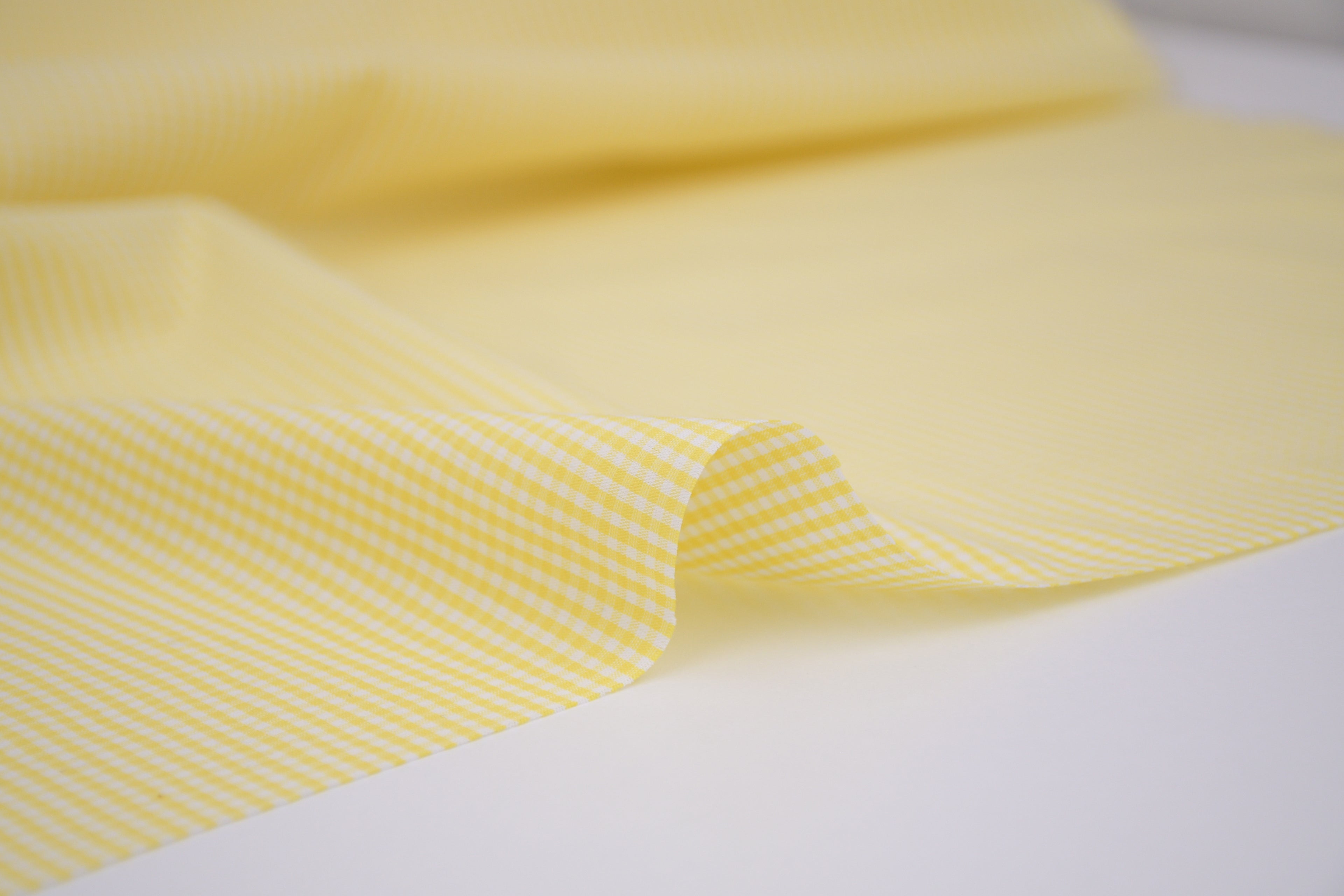 Gingham Checks Yarn-Dyed Cotton Fabric - Butter Yellow