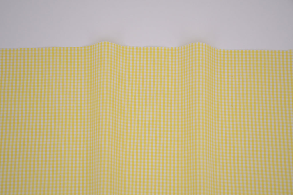 Gingham Checks Yarn-Dyed Cotton Fabric - Butter Yellow
