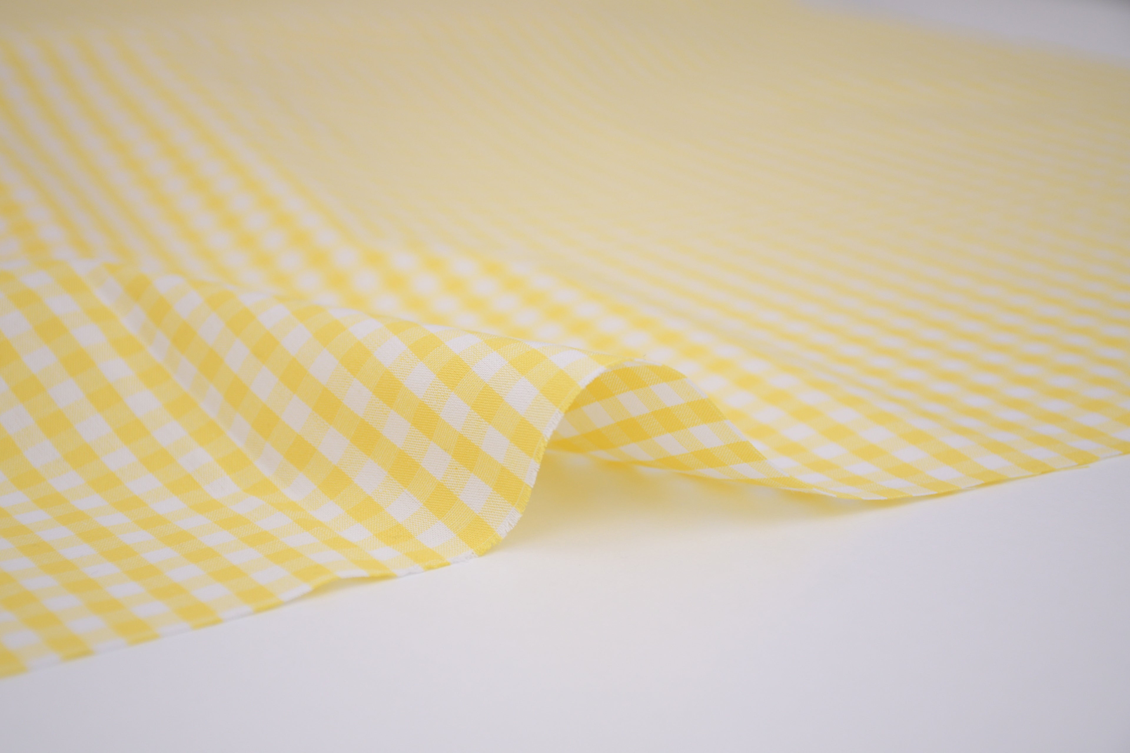 Gingham Checks Yarn-Dyed Cotton Fabric - Butter Yellow
