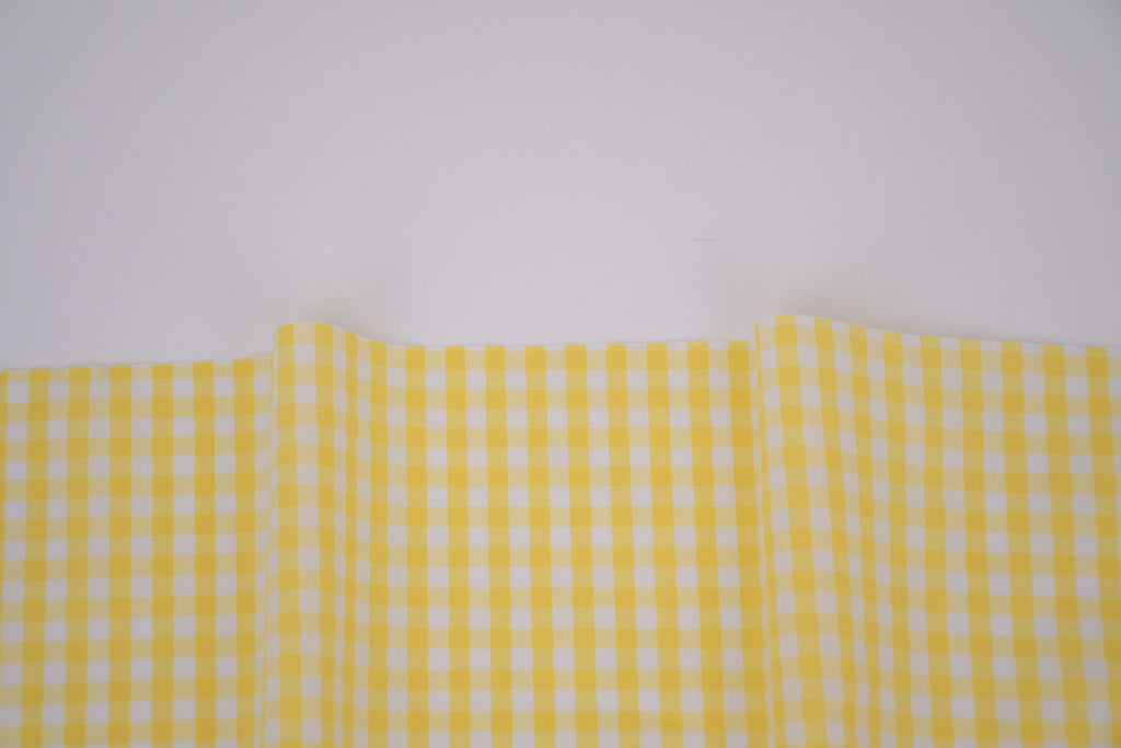 Gingham Checks Yarn-Dyed Cotton Fabric - Butter Yellow