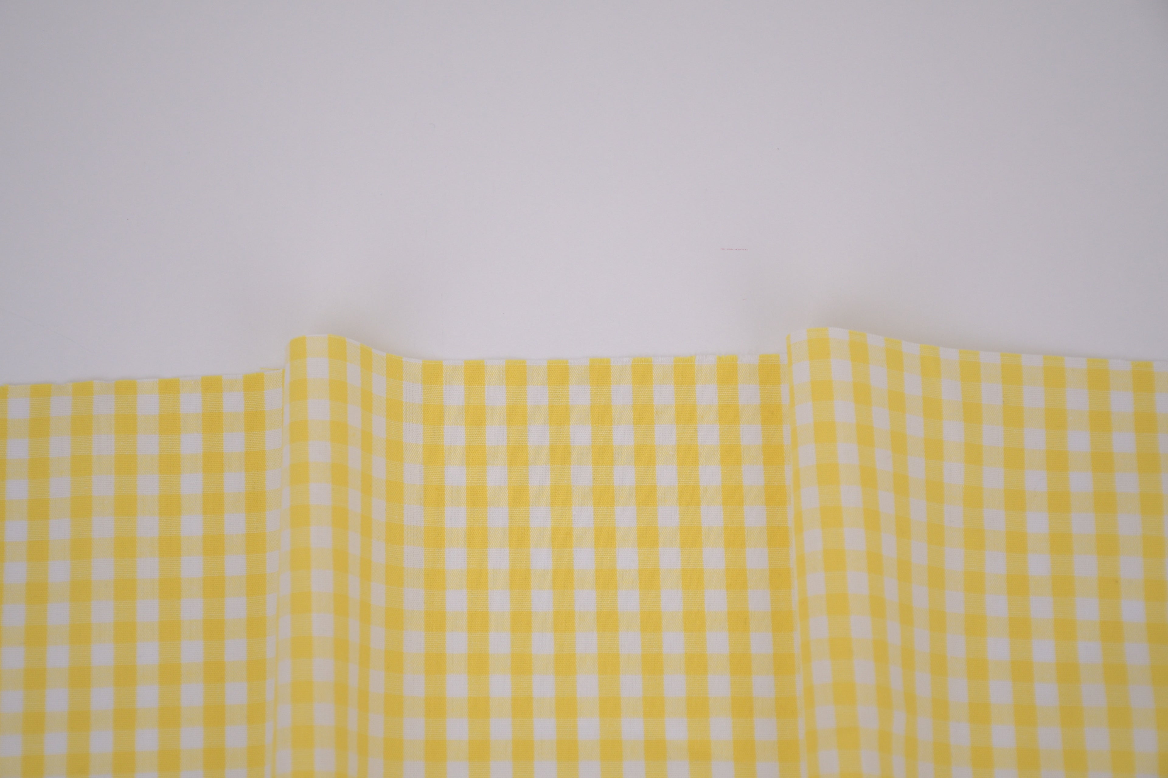 Gingham Checks Yarn-Dyed Cotton Fabric - Butter Yellow