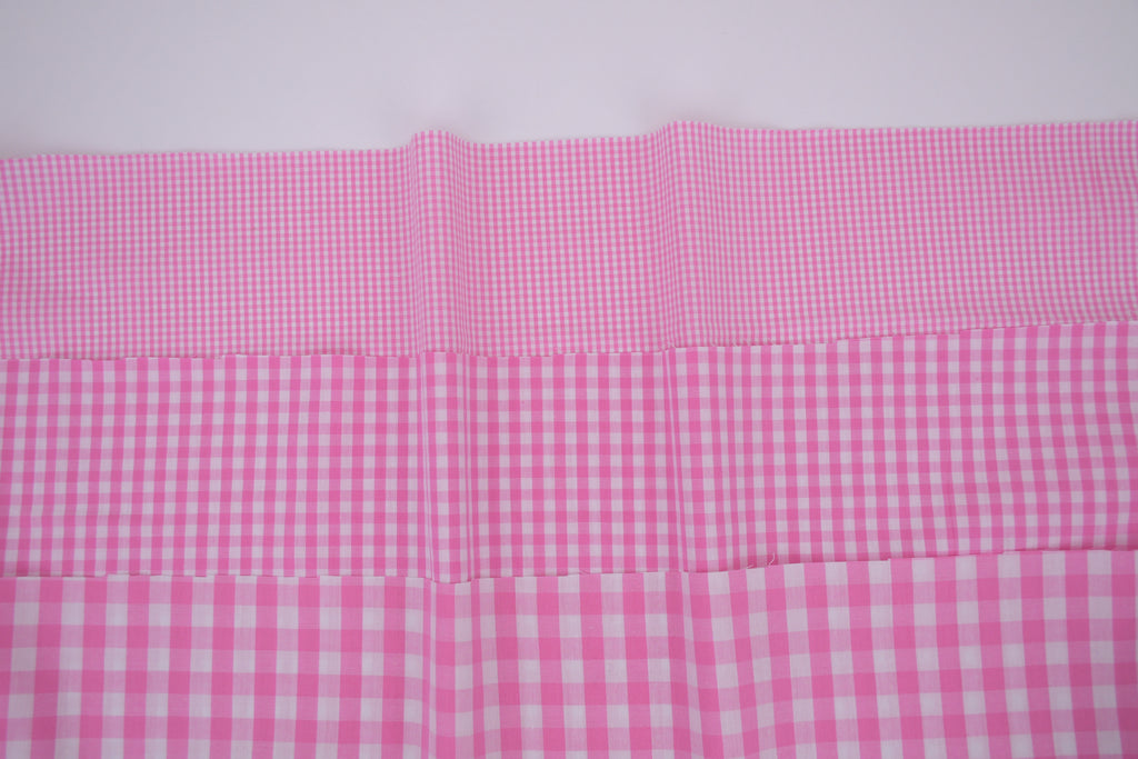 Gingham Checks Yarn-Dyed Cotton Fabric -  Peony Pink