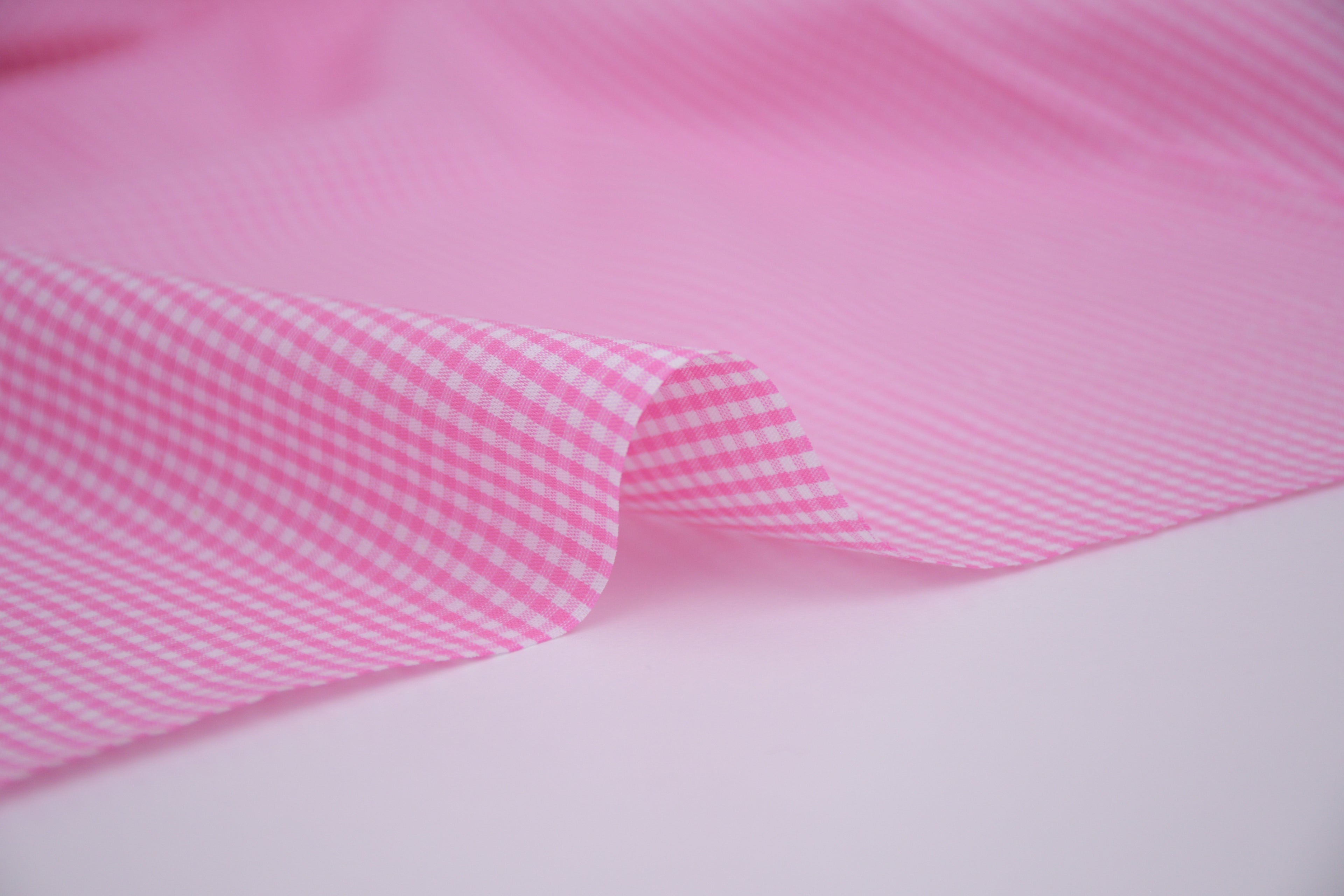 Gingham Checks Yarn-Dyed Cotton Fabric -  Peony Pink