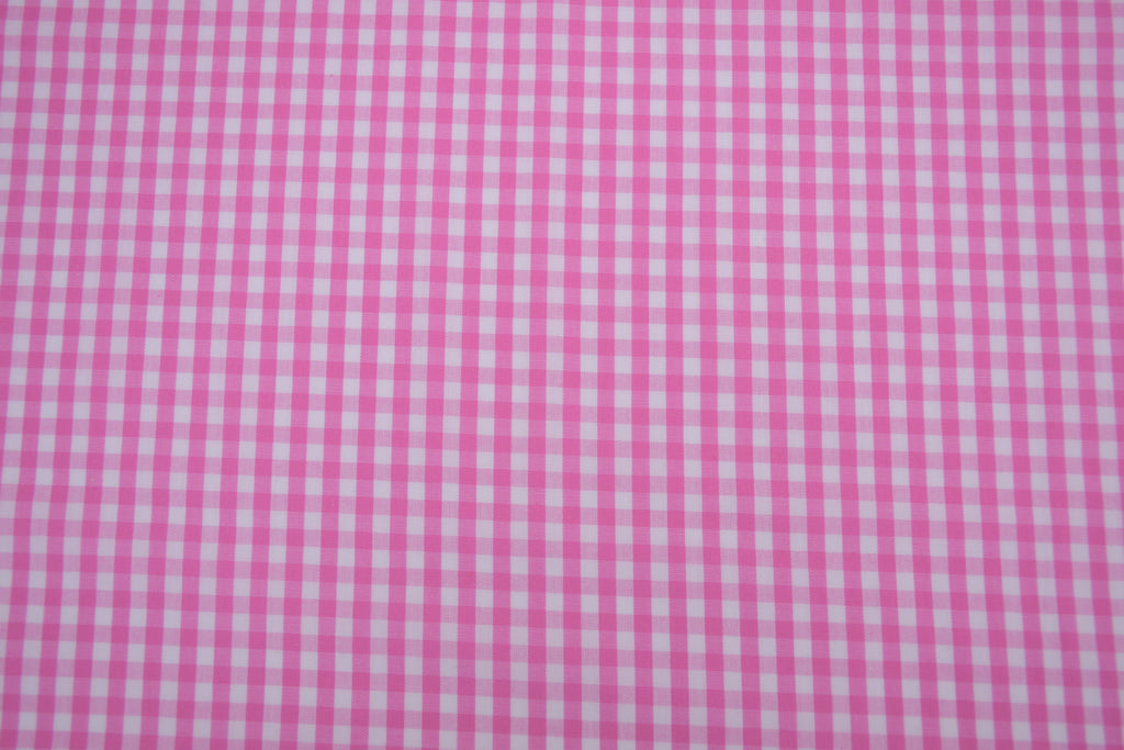 Gingham Checks Yarn-Dyed Cotton Fabric -  Peony Pink