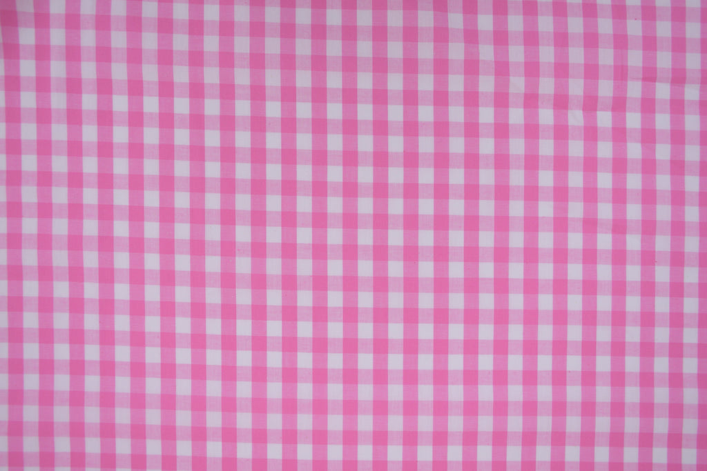Gingham Checks Yarn-Dyed Cotton Fabric -  Peony Pink