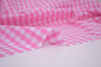 Gingham Checks Yarn-Dyed Cotton Fabric -  Peony Pink