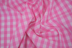 Gingham Checks Yarn-Dyed Cotton Fabric -  Peony Pink